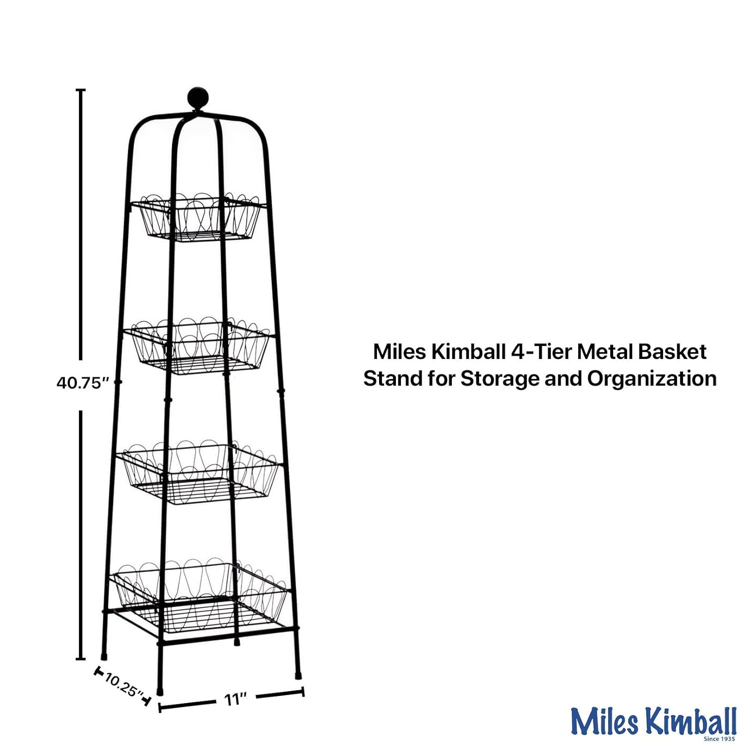 4-Tier Metal Basket Stand for Storage and Organization