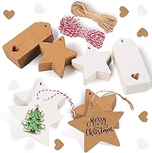 100 Kraft Paper Christmas Gift Tags with Heart Labels for Name Cards, Wedding, Birthday or Greeting Cards, DIY for Valentine’s Day
