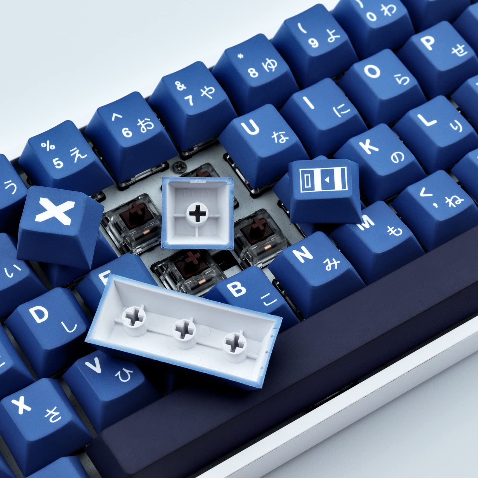 PBT Keycaps, 129 Keycaps DyeSublimation Striker Keycaps Set Cherry