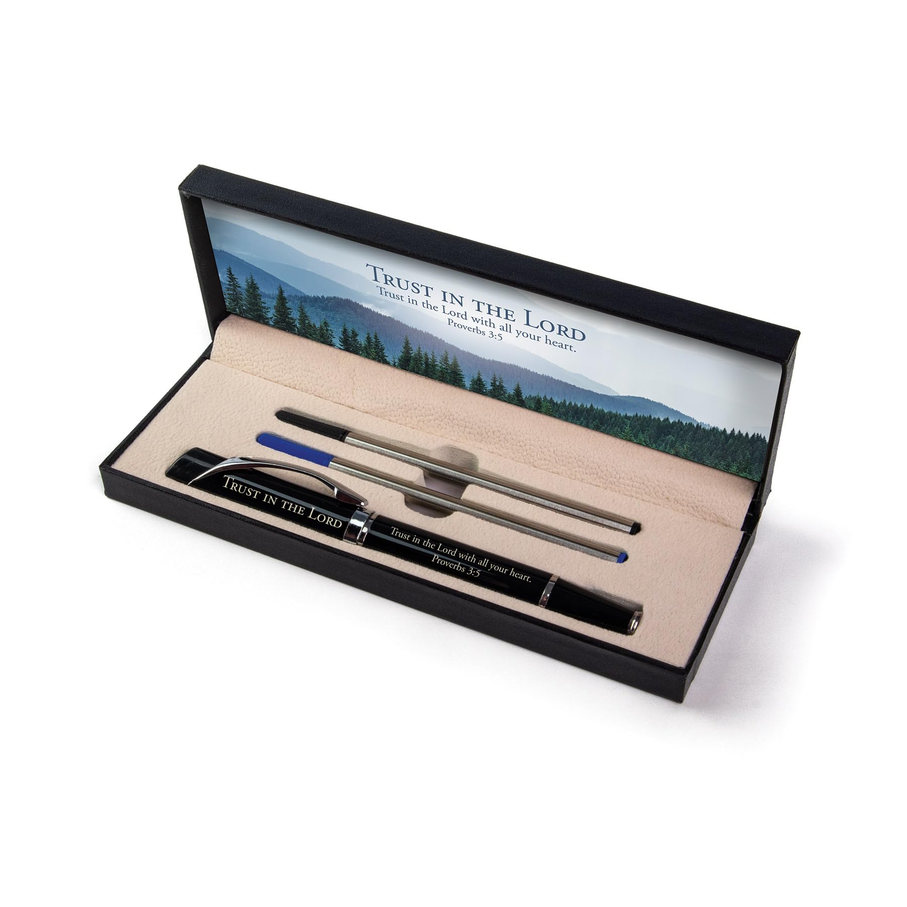 Deluxe Scripture Pens - Trust in the Lord, Triangle Barrel Ballpoint Pen With Extra Blue & Black Ink, Inspirational Christian Pens with Gift Box,