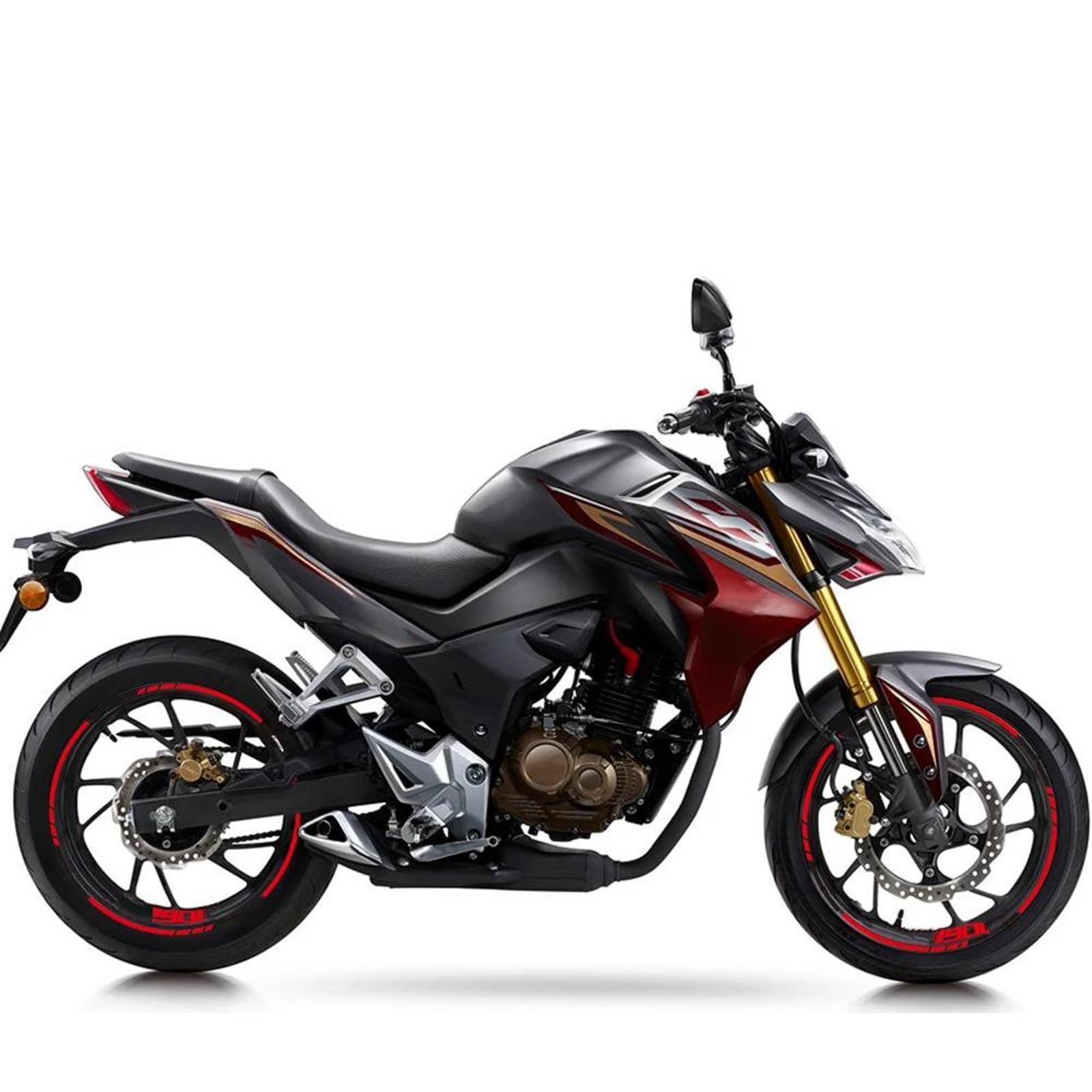 Reflektierender Motorrad-Felgenaufkleber, Wasserdichter Streifenaufkleber, 17-Zoll-Band Für CBF190R, CB150R, CB250R, CB300R(Style 1)