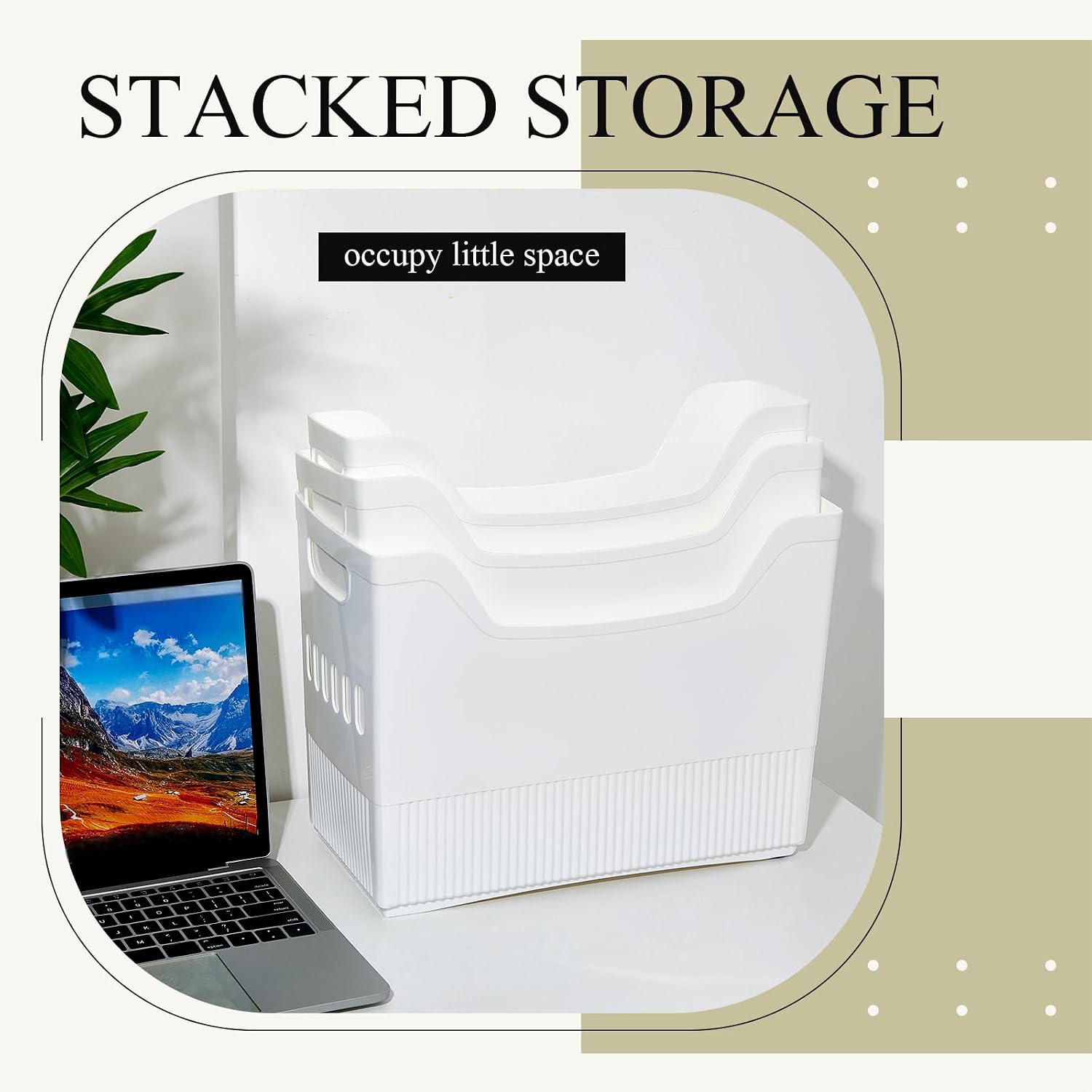 Juexica 3-Piece Paper Storage Organizer with Wheels - Plastic Storage Boxes, White Storage Bins for Scrapbook Papers, Vinyl Sheets, Cardstock Organization