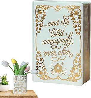 Book Shaped Decorative Vase, Vintage Book Shaped Vase In Ceramic, Flower in Bright Colors, Modern Decorative for Home Centrepieces Bookshelf Living Room Bedroom Flower Store