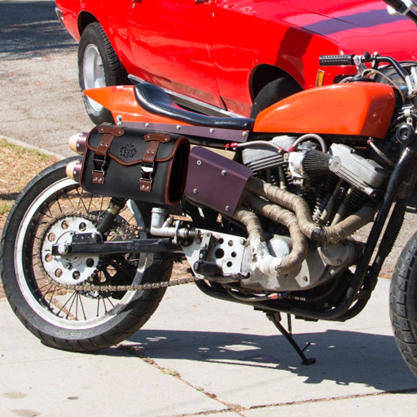 Sacoche de Fourche de Moto, Sac à Outils en Cuir, Sac à Outils