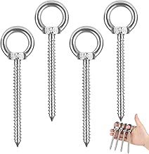 4 Stück Ringschraube M8, 304 Edelstahl Heavy Duty Ösenschrauben, Lang Ösenschraube M8 x 80mm Augenschraube für Hängematten, Markisen, Hängesessel, Schaukelstühle, Festkabel, Blumenampel