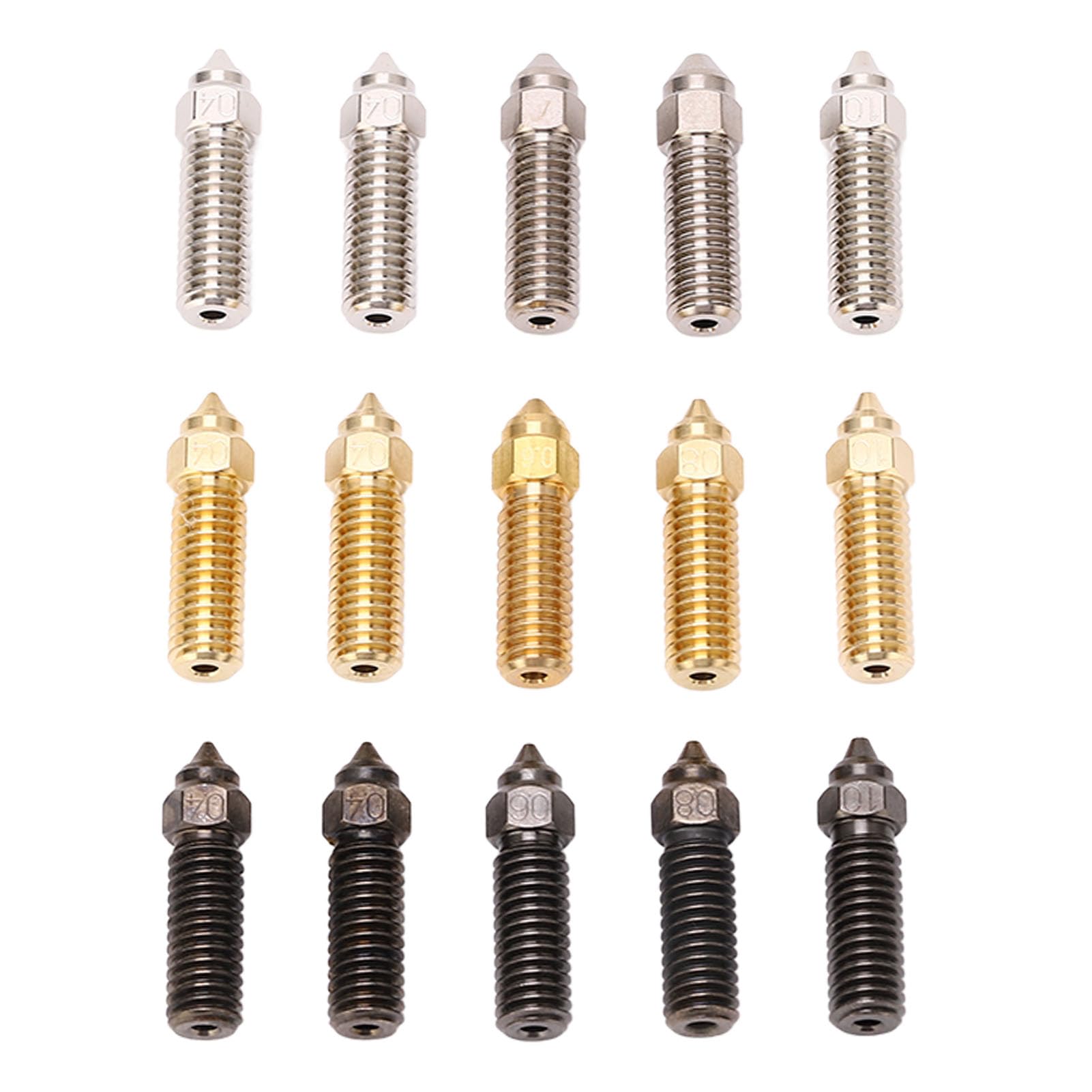 Durable 3D Printer Nozzle Set M6 Thread 1.75mm Filament - Replacement Nozzles for Sovol Sv06 Plus Sv07 - Extrusion for Detailed Prints, Brass/Steel/Copper Material