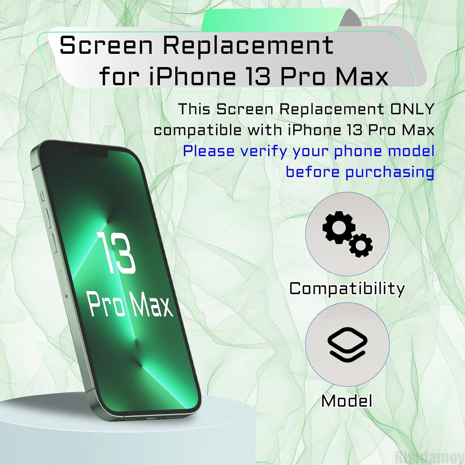 for iPhone 13 Pro Max Screen Replacement with Earpiece Flex Cable Proximity Sensor LCD Touch Display Digitizer Full Assembly with Front Glass Repair Tools Kits A2484 A2641 A2643 A2644 A2645