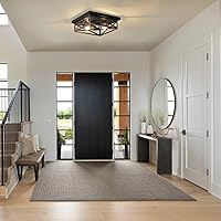 Vista 9 de Rustic Flush Mount Ceiling Light Fixture, Modern Farmhouse Light Fixture, Kitchen Hallway Light Fixtures for Bedroom,Dining Room Entryway,Industrial