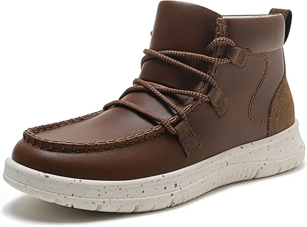 Athlefit Women's Lace Up Ankle Boots Casual Comfortable Lightweight Walking Flat Ankle Booties