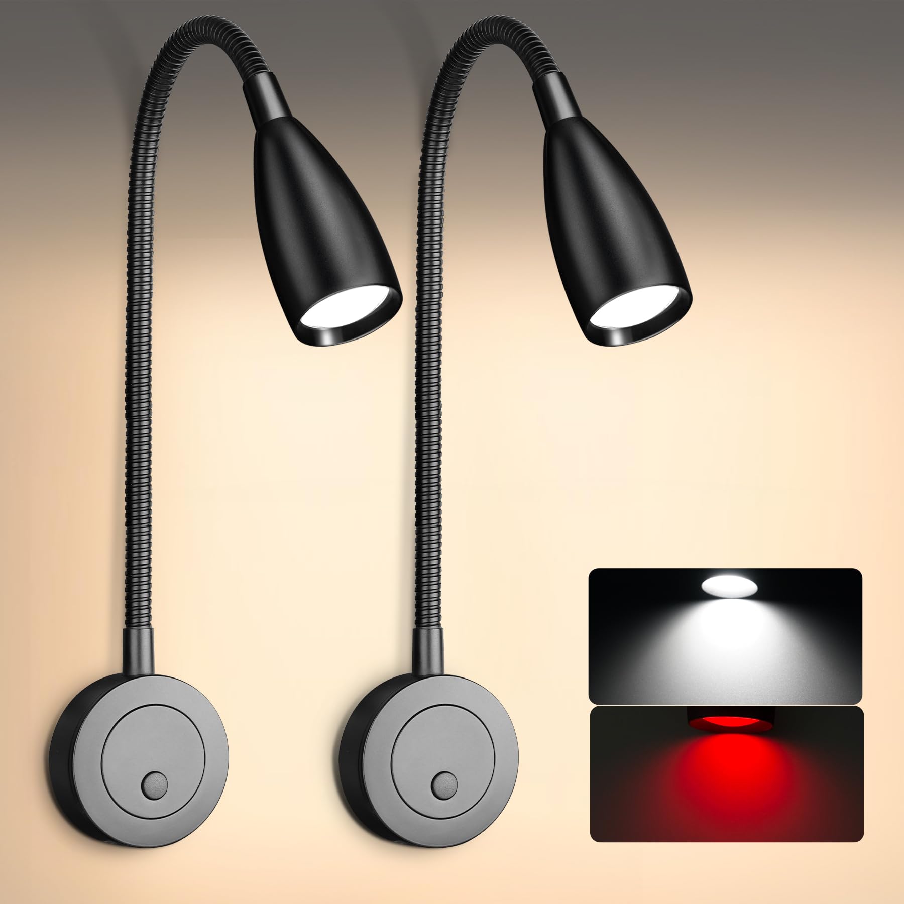 Photo 1 of camperxlite RV Reading Light, 12V LED Reading Light w/USB-C Charge Port, Red Night Light for Reading, Ideal for Camper Van Boat Bedside DC 12-24V Hard-Wired Wall Mount Long (Long-2)