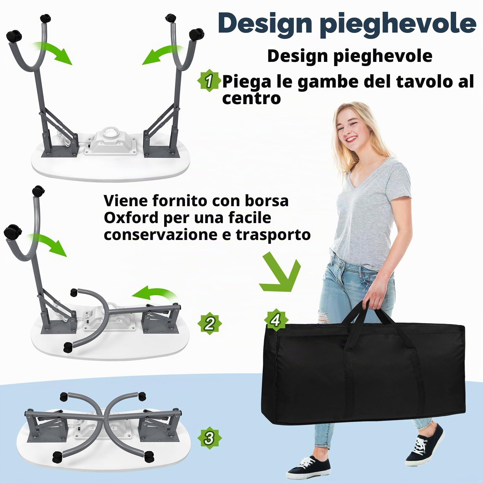 LZQ Tavolo per unghie con aspirazione, tavolo da manicure pieghevole con aspirapolvere per unghie, 90 x 37 x 77 cm, bianco