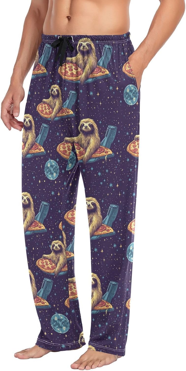 Cute Baby Sloths Sleeping Pajama Pants Blue Red Christmas Ball Men's Pajama Bottoms Lounge Sleepwear PJs Sleep Pants M - Image 4
