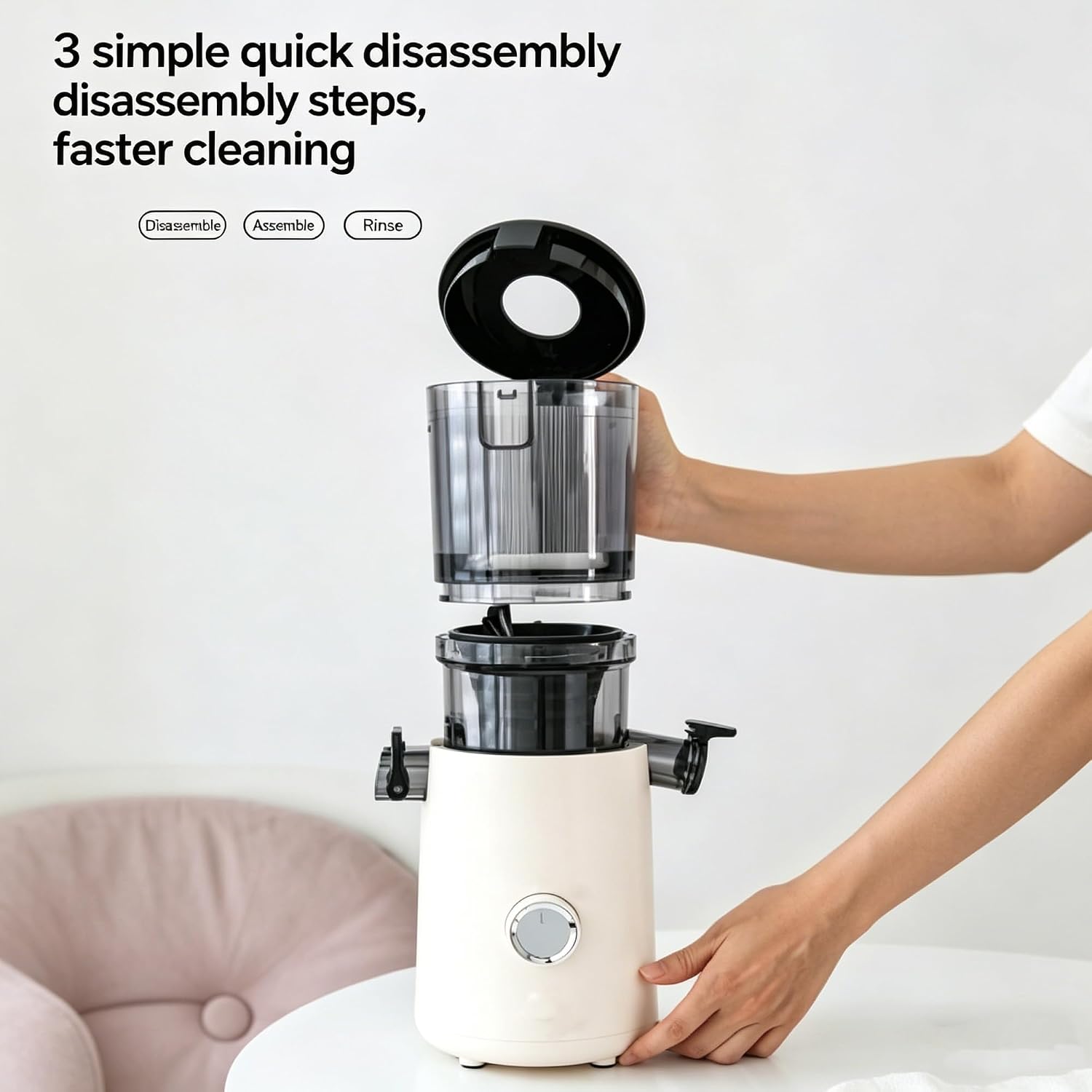Wide-Mouth Slow Juicer for Whole Fruits, Cold Press Juicer Machine with Large Feed Chute, High Juice Yield & Easy to Clean Filter-Free Design for High Nutrient Retention (Orange)