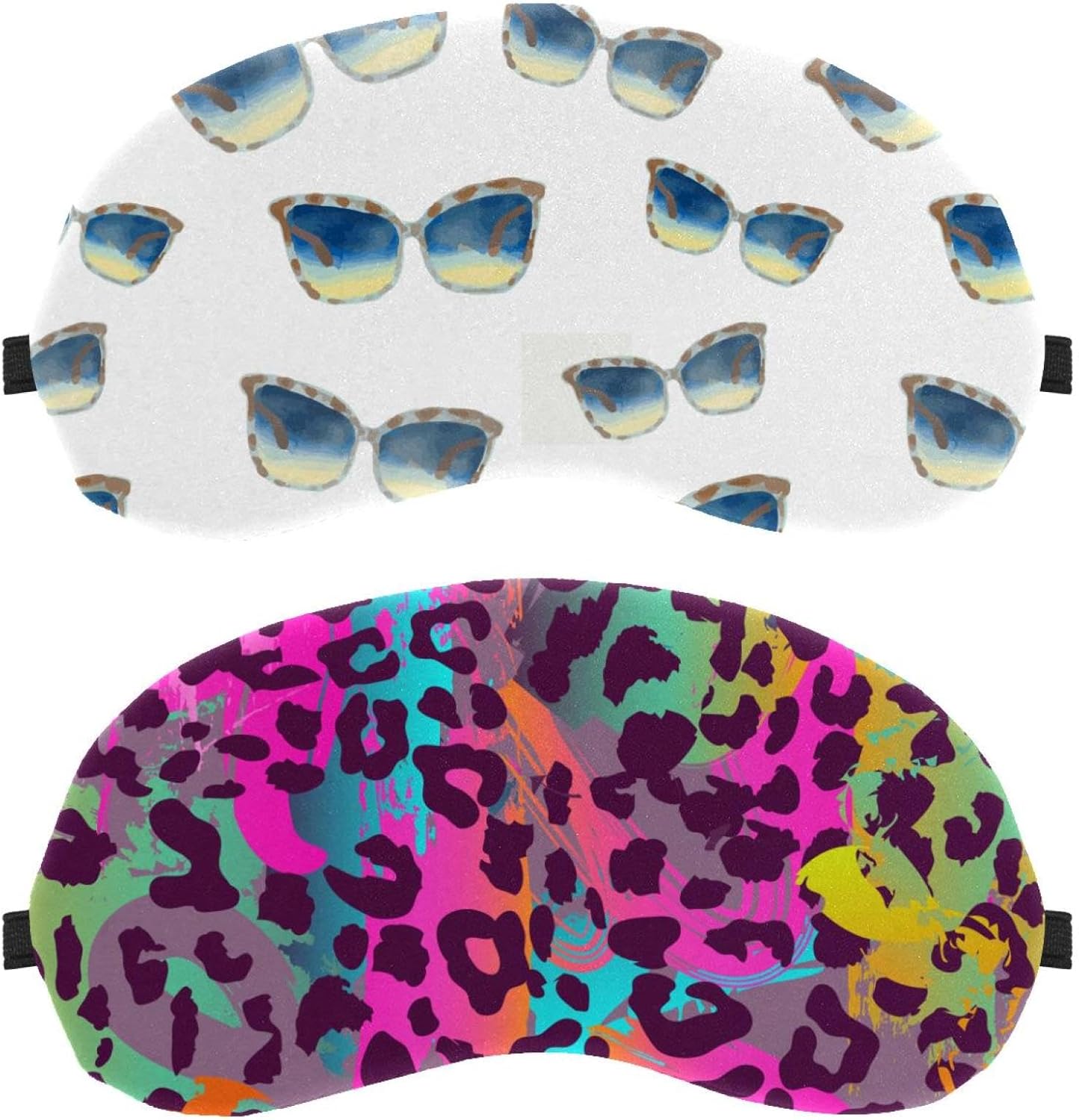 Confezione da 2 mascherine per dormire sul fianco, maschere per dormire, con stampa leopardata ad acquerello rosato, copertura morbida per gli occhi per viaggi, pisolini, aereo, blocco della luce
