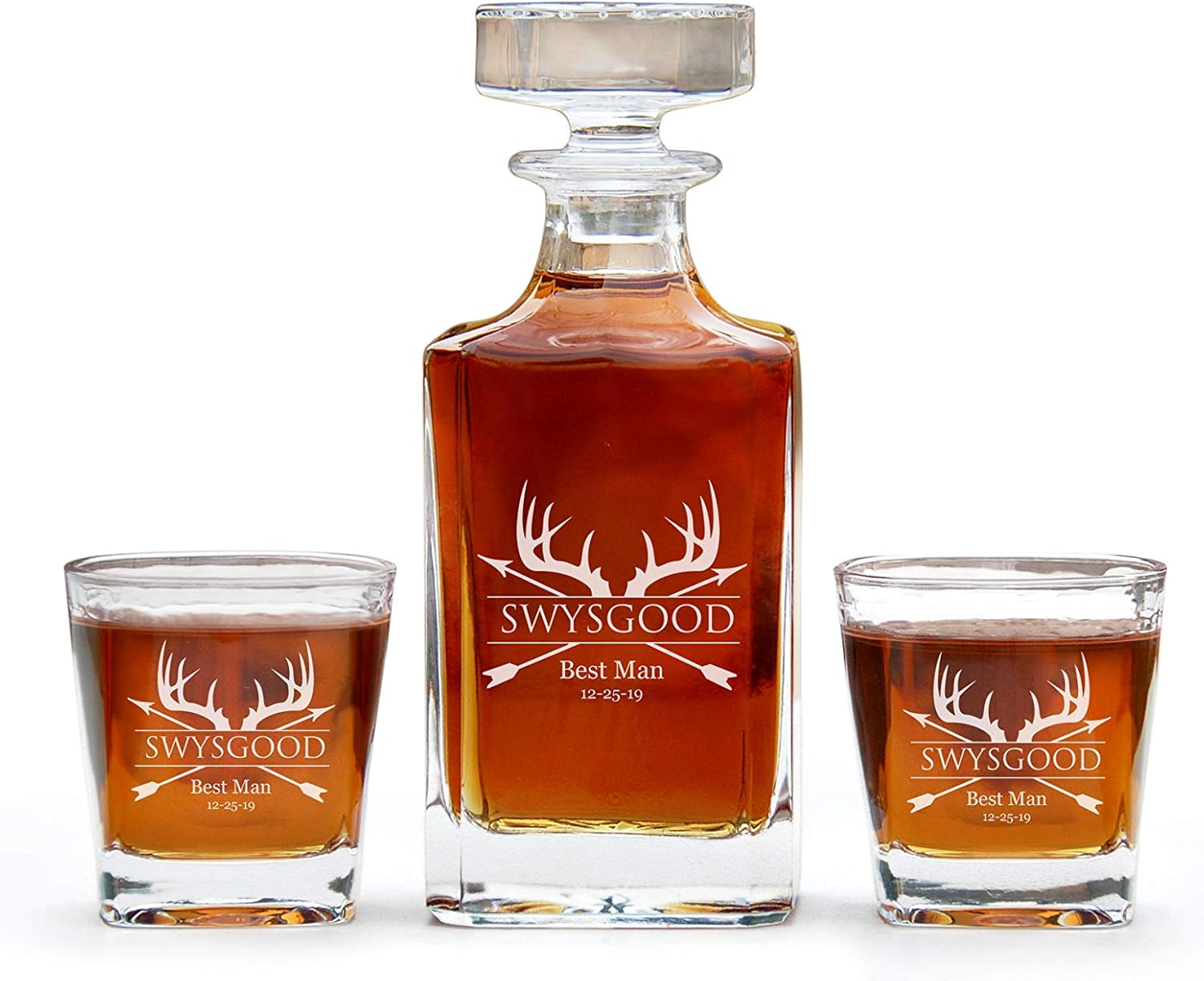 Premium Engraved Custom Decanter Set, Whiskey Decanter And Glasses Set, Decanter Whiskey Set, Personalized Decanter For Men, Whiskey Glasses