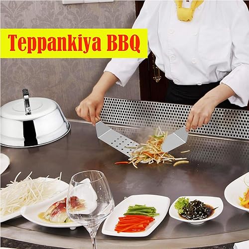 Miniatura 4 de HaSteeL - Juego de espátulas de metal, espátula de acero inoxidable con mango de madera, resistente y larga para panqueques, girador de hamburguesas