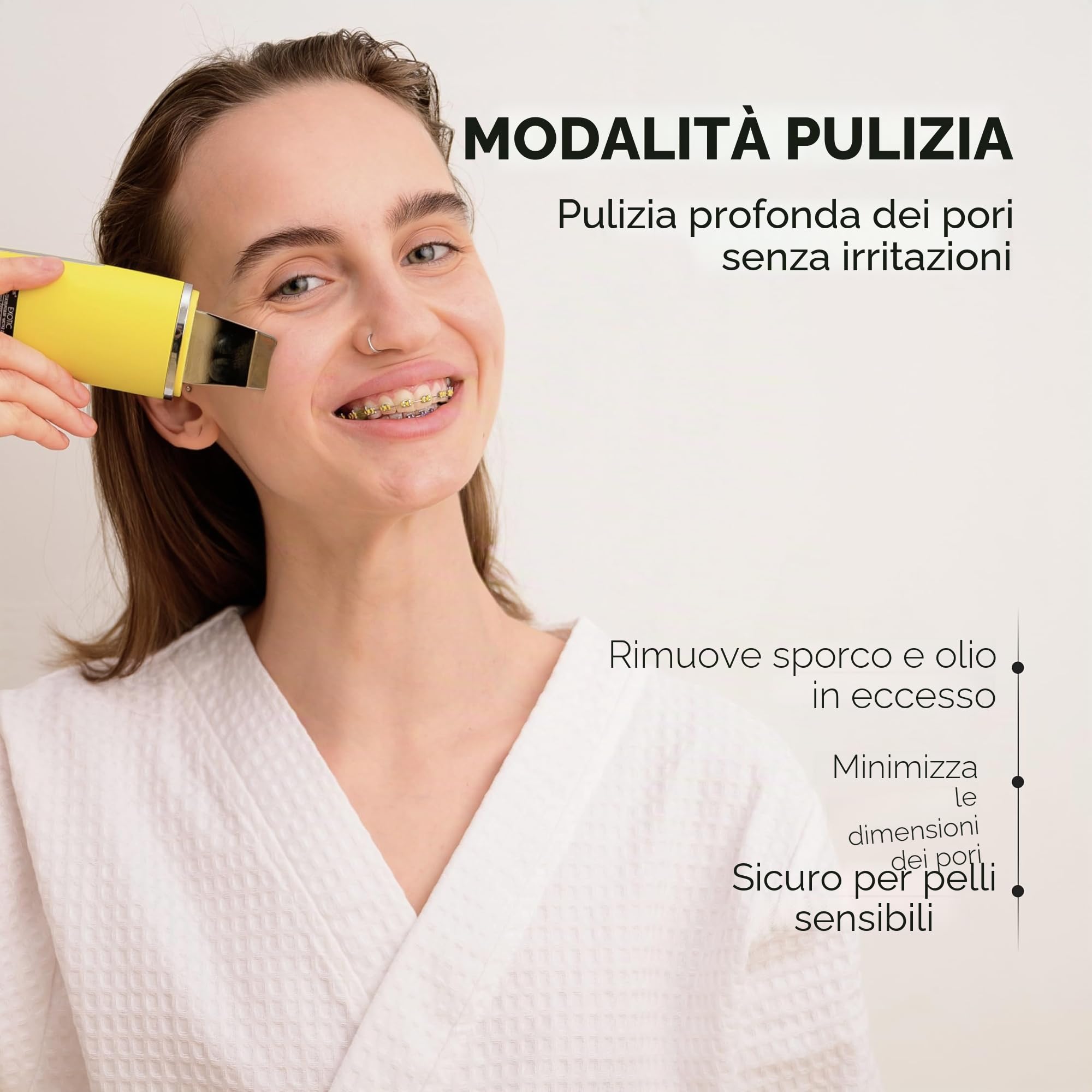 GESS Exotic Pulizia Viso Ultrasuoni Originale, 5 modalità, Ultrasonic Skin Scrubber - Dispositivo Professionale per Pulizia Viso a Ultrasuoni, Sonic Spatola Punti Neri