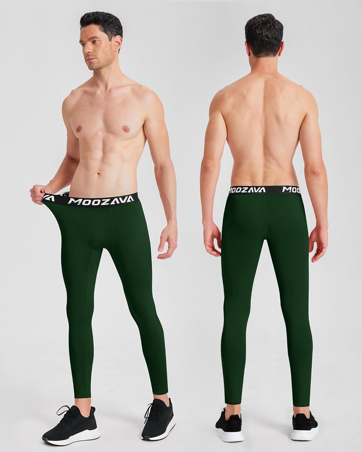 Moozava Mens Compression Pants Running Leggings Spandex Gym Workout Tights Athletic Sport Base Layer Cycling Football Soccer - Image 2