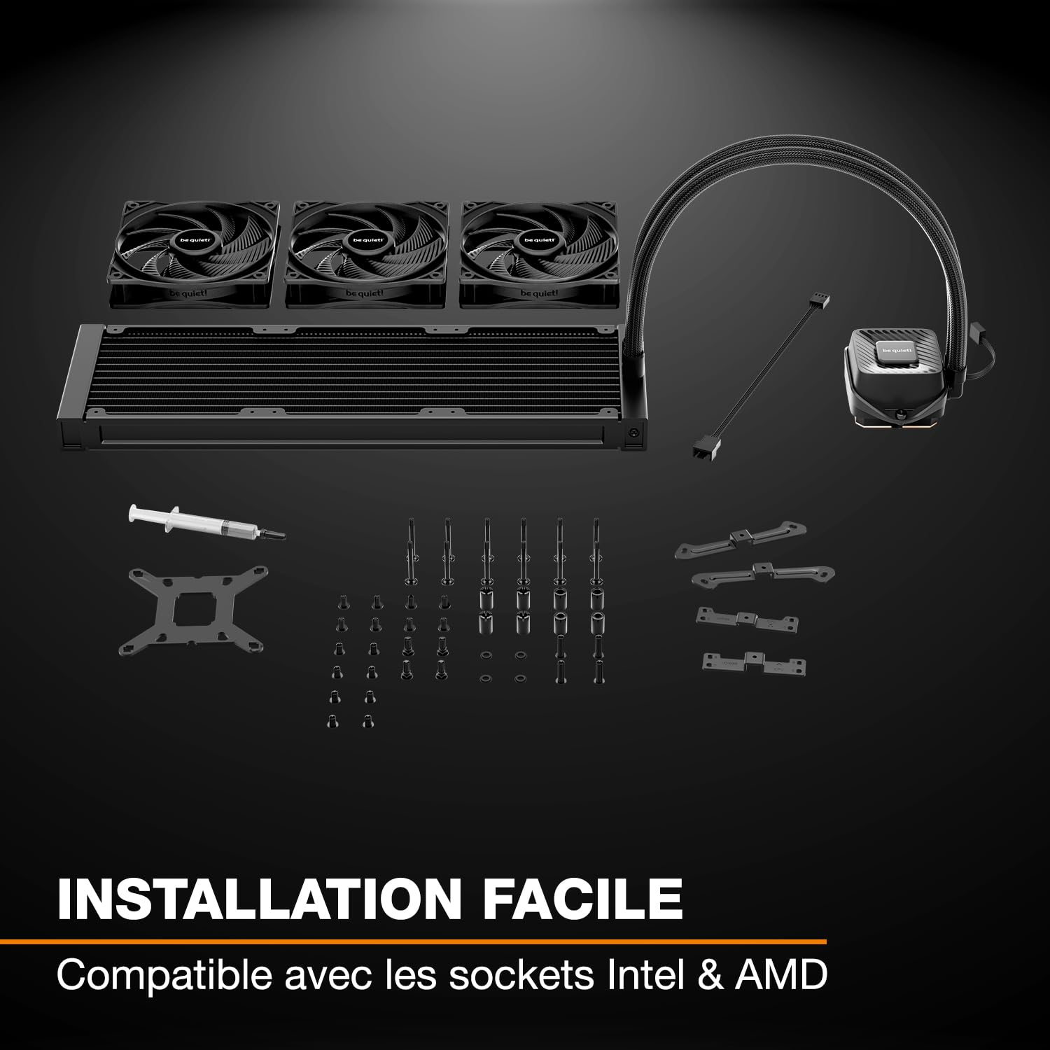 be quiet! Pure Loop 3 360 mm Refroidissement liquide tout-en-un pour systèmes AMD/Intel overclockés, 3x ventilateurs Pure Wings 3 120 mm PWM high-speed, pression élevée, pompe PWM ultra-silencieuse
