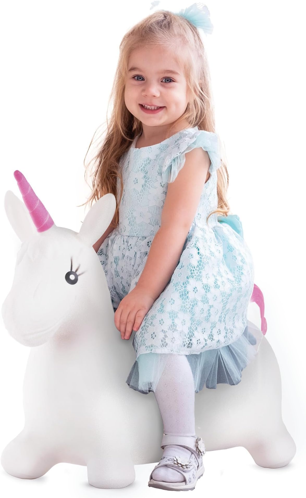 Children’s Inflatable Unicorn Space Hopper - Jumping Hopping Bouncer Toy For Kids - Outdoor & Indoor Animal Ride On Toy - With Pump Included - Great Fun for Kids Bouncing