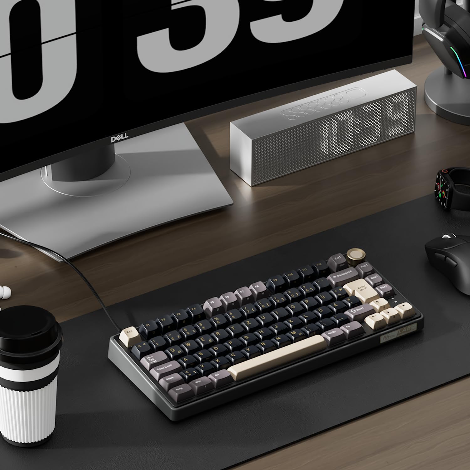 RK ROYAL KLUDGE R75 Mechanische Tastatur Kabel, Gaming Tastatur 75 Prozent QWERTZ RGB, Gasket Mechanical Keyboard mit CNC-Knopf, PBT MDA Tastenkappen, Hot Swap, Linear Creamy Switches, Schwarz