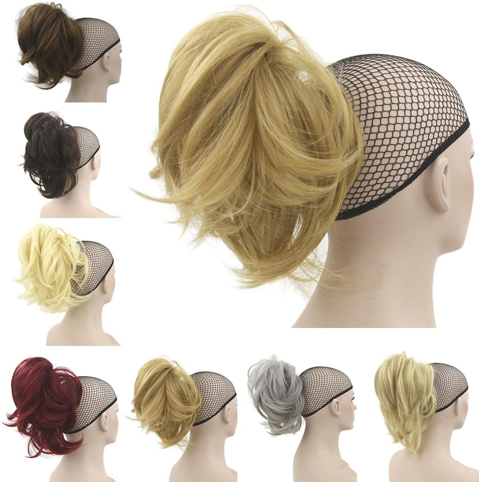 Deniya Short Hair Pieces and Ponytails for Women Claw Clip in Hair Extension Short Curly Synthetic