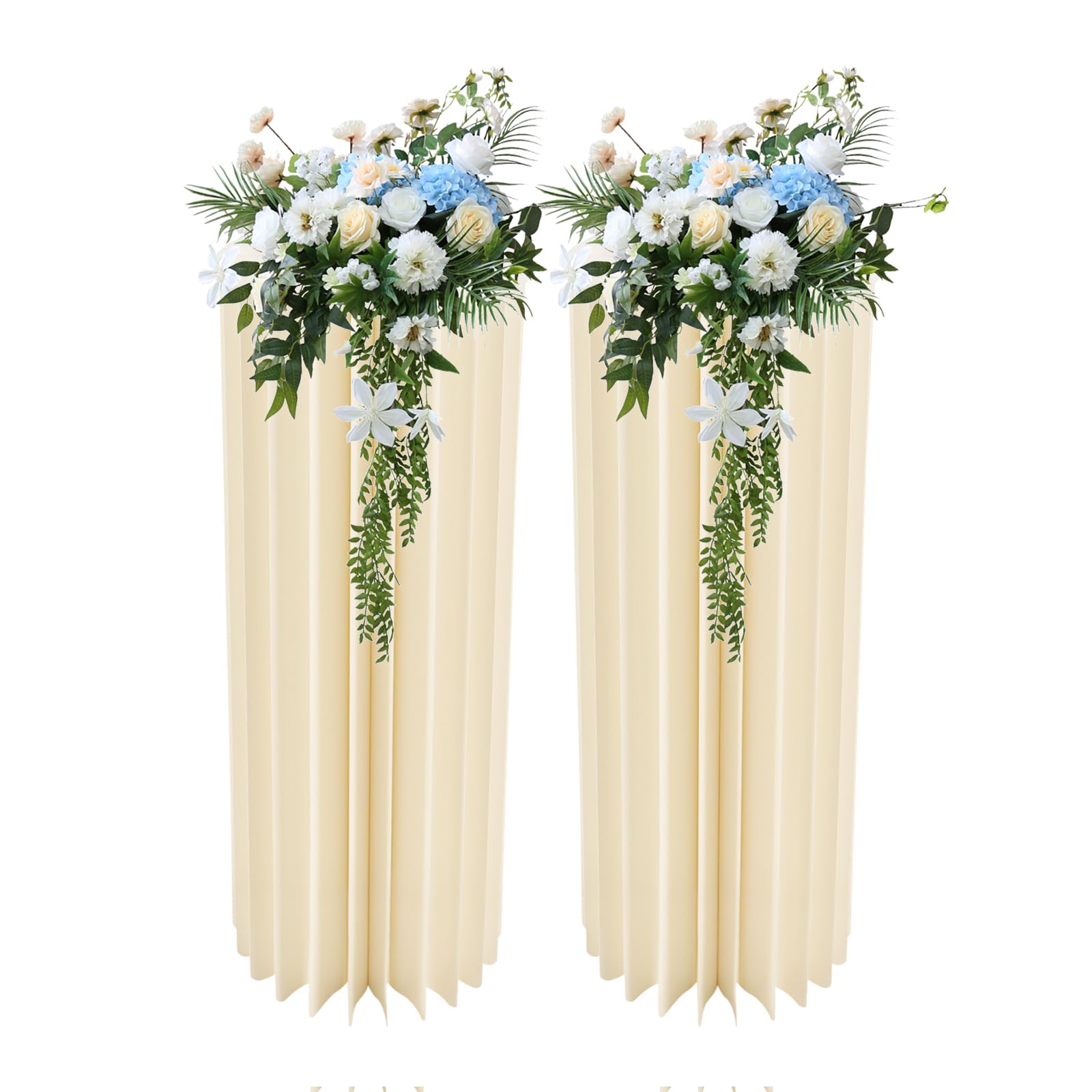 2 vasi di cartone per fiori da matrimonio, con piastre in acrilico, altezza 100 cm, colonna, pieghevole, a forma di cilindro, per decorazione da tavolo, anniversari e decorazioni speciali per eventi