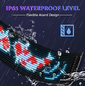 LED Signs, Outdoor Signage, Programmable Flexible Large Bright LED Matrix Panel USB 5V Bluetooth Application Control DIY Scroll LED Sign 60cm for Car, Store, Bar, Party, Business Festival Home Decor
