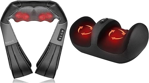Nekteck Masajeador de cuello y espalda y masajeador de pies Shiatsu con calor FM12