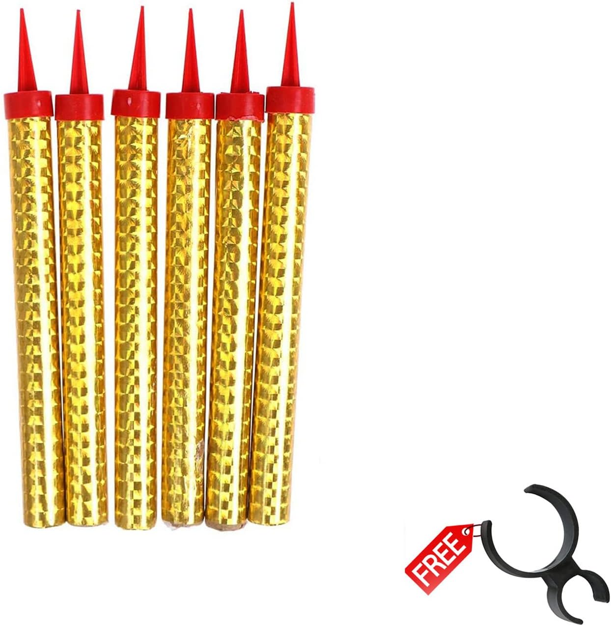 Dolcano 6PCs Gold Sparkling Candles with Candle holder, Party and