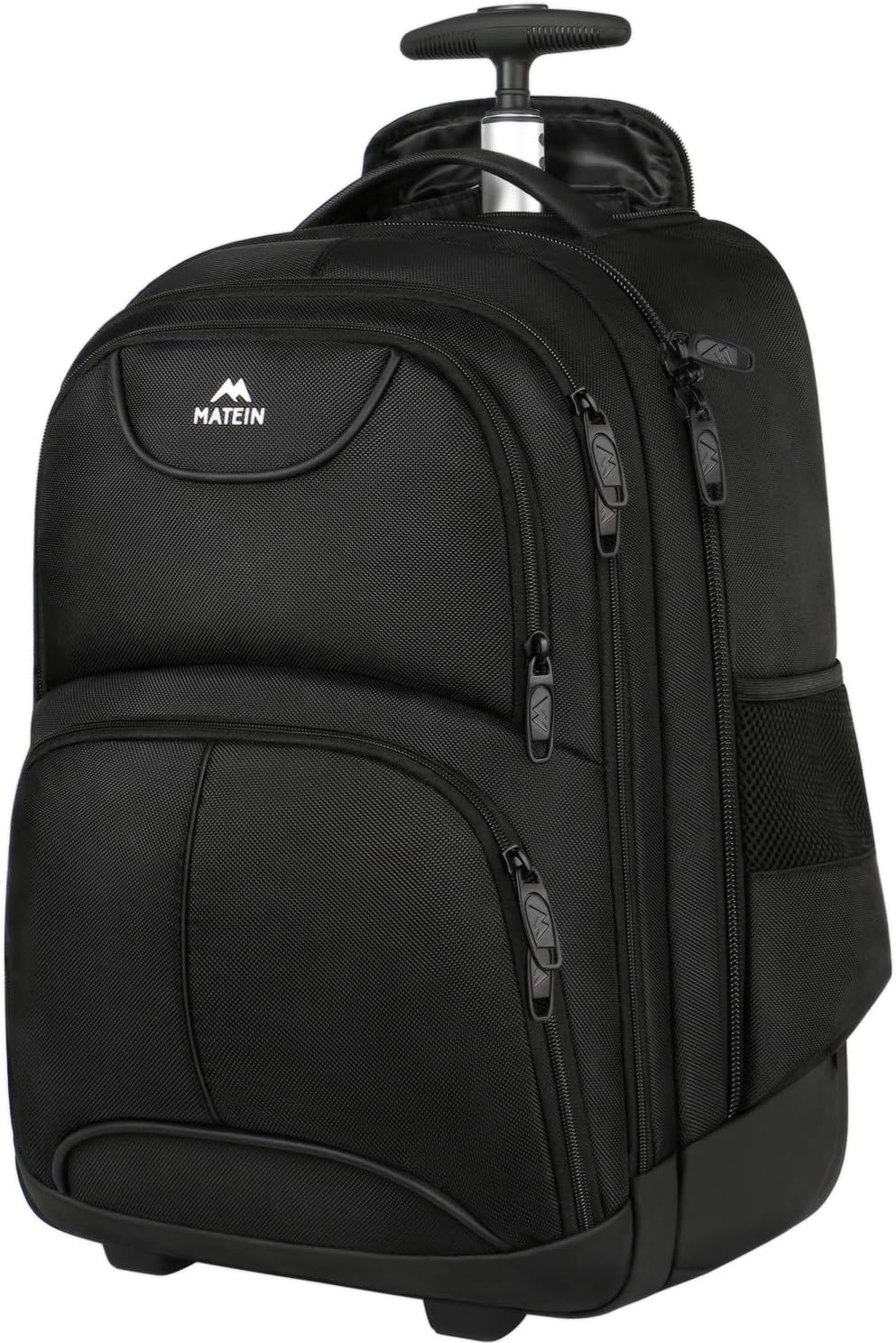 Rolling Backpack, 17 inch Water Resistant Wheeled Laptop Backpack, Carry on Luggage Business Bag, Overnight College Computer Bag Trolley Suitcase for Men Women Adults to Travel, Black
