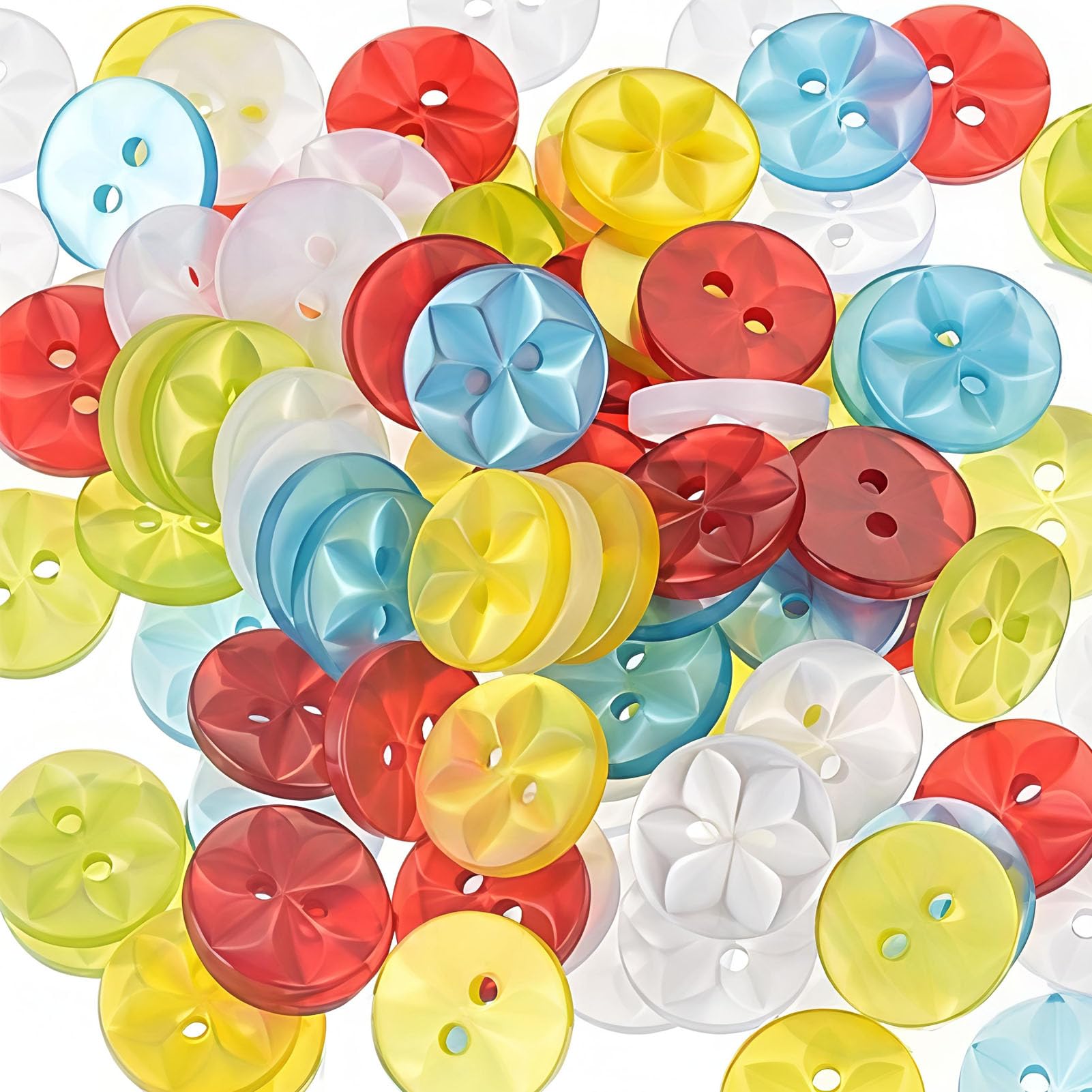 100Pcs Star Buttons, Mixed Star Button Size 22 (14mm), Round Rainbow Buttons for Cardigans, Knitting Dolls(Color:Mixed)