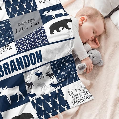 Miniatura 3 de Juego de ropa de cama para cuna personalizada para bebés y niños, juego de ropa de cama de cuna personalizada con nombre, ropa de cama de oso de