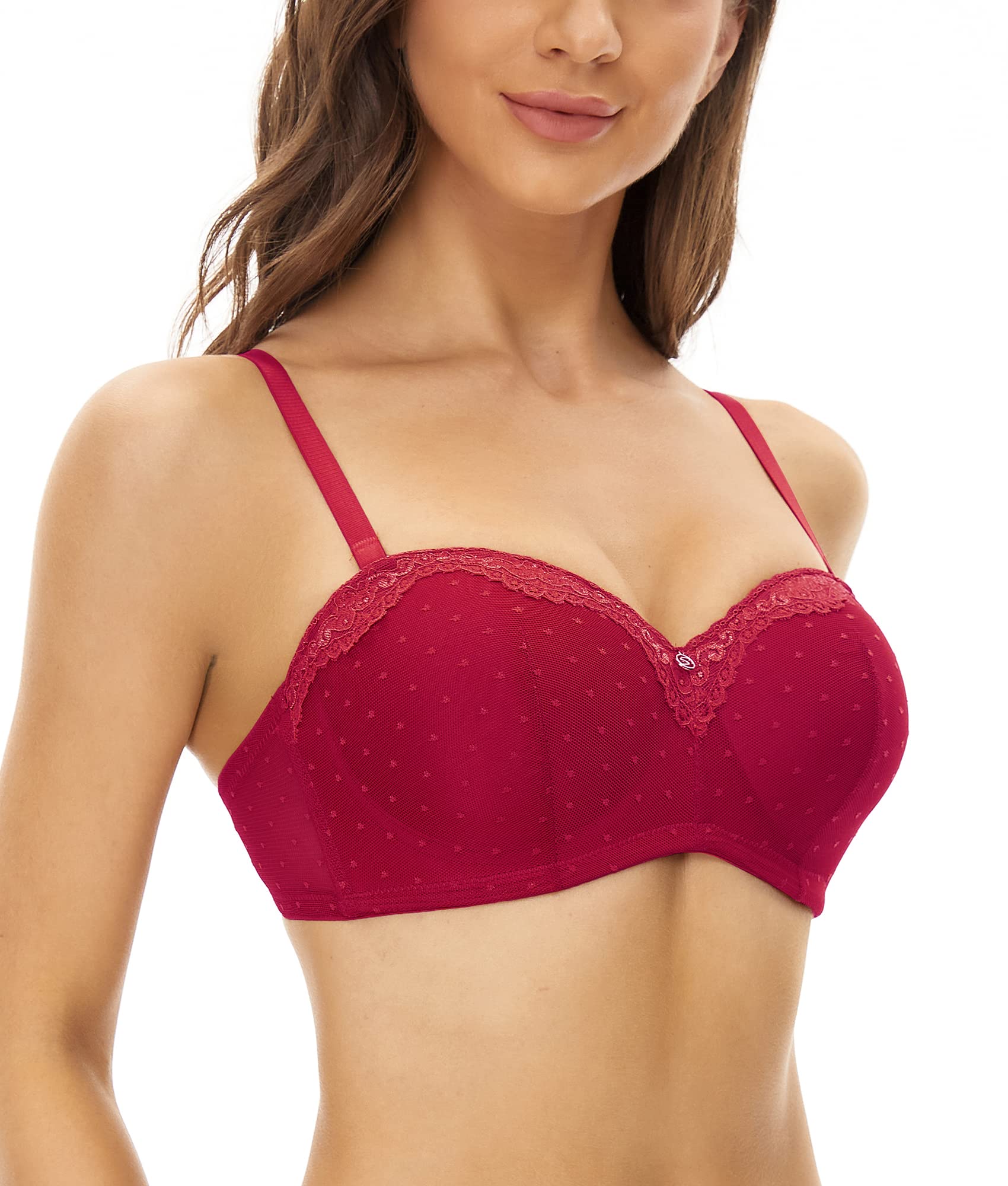 SHEKINI Sujetador Básico de 2 Piezas para Mujer Ropa Interior de Encaje con Anillo de Acero Sujetador sin Relleno Bralette Hebilla Trasera Correa de Hombro Ajustable Bra
