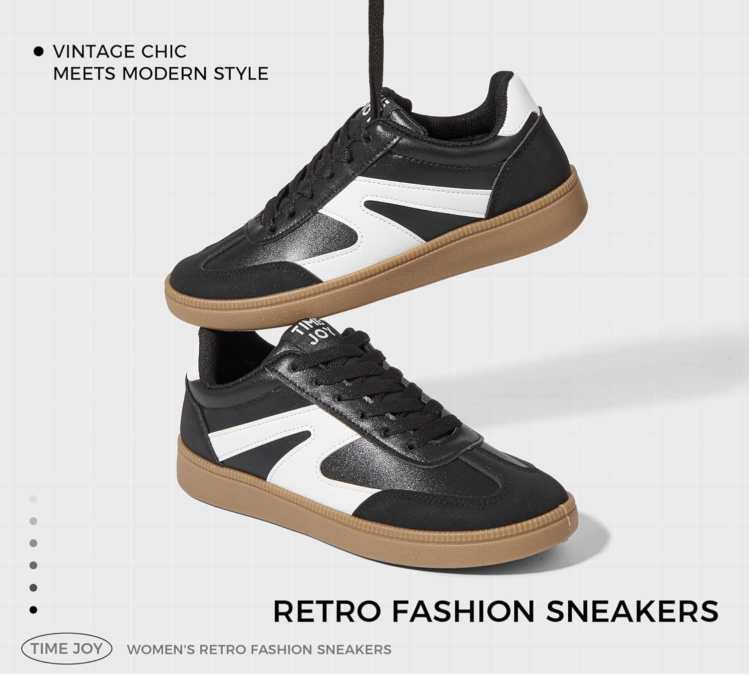 Women's Retro Sneakers Vintage Leather & Suede Patchwork Casual Shoes with Recyclable Material Insole Trendy Non-Slip Cushion for Streetwear & Daily Outfits - Image 3