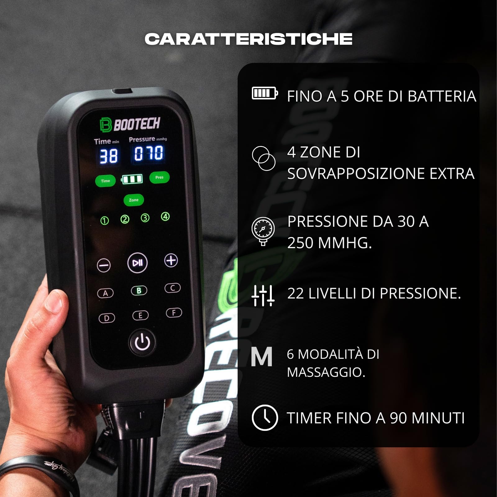 BOOTECH Pressoterapia Premium Ricaricabile Pantaloni per la casa, Massaggiatore per Gambe Stanche, Migliora la Circolazione, Recupero Muscolare Drenaggio Linfatico Cellulite Automia Batteria 5H