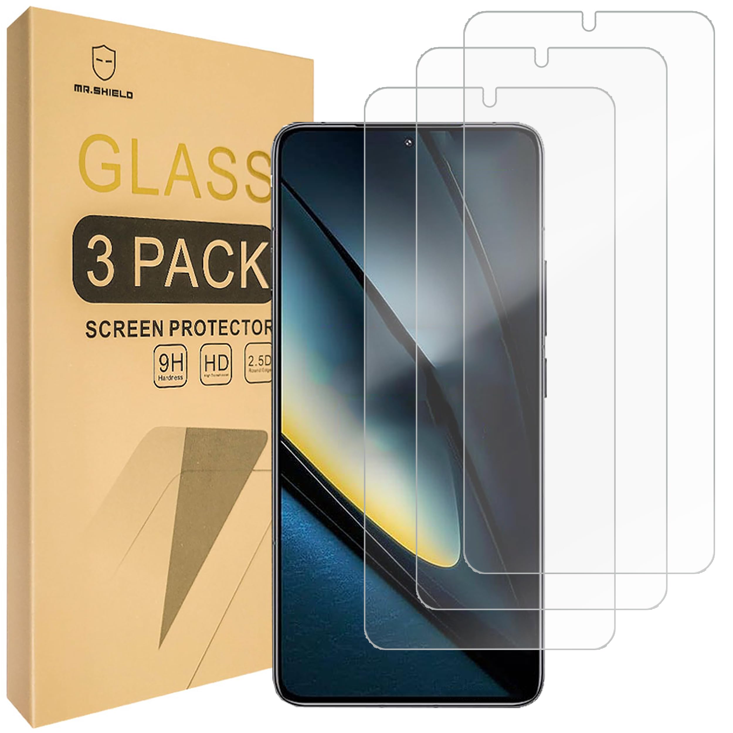 Mr.Shield Screen Protector compatible with Xiaomi Poco F6 Pro [Tempered Glass] [3-PACK] [Japan Glass with 9H Hardness]