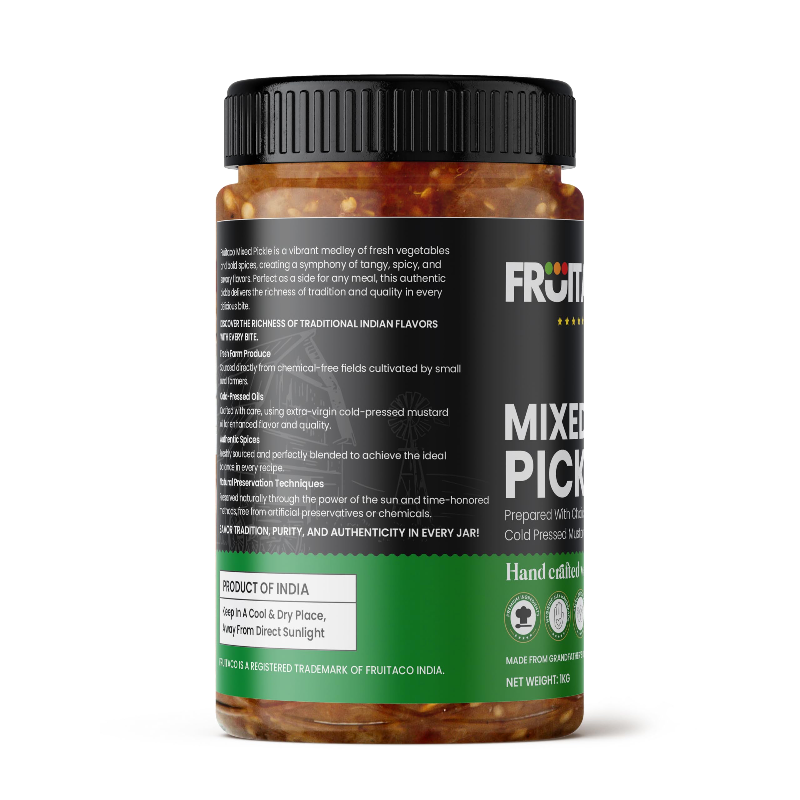 Fruitaco Mixed Pickle – Authentic Indian Pickle with Tangy and Spicy Flavor | Perfect Side for Meal (1 Kg, Mixed Pickle) - Image 5 thumbnail