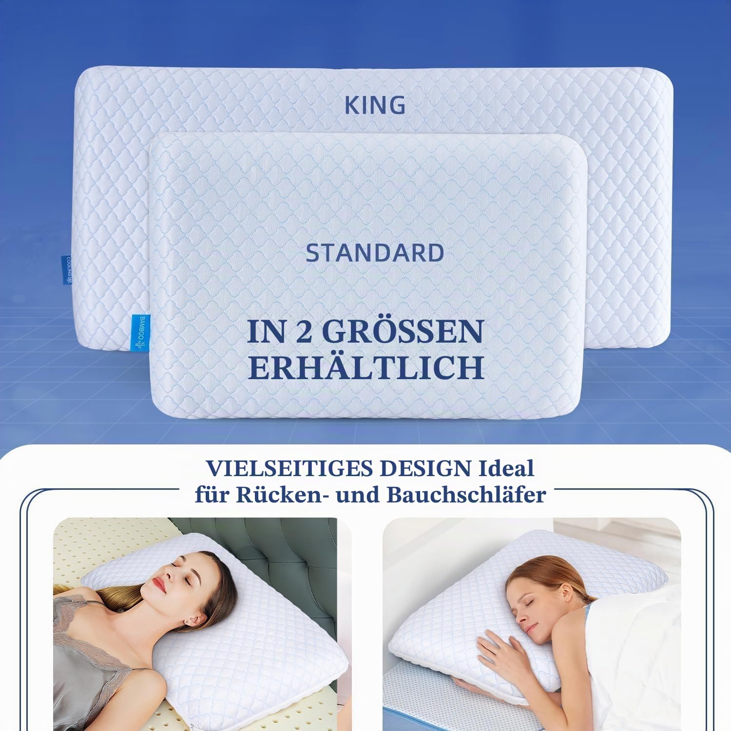 Hapiclody Flaches Kopfkissen aus Memory Foam, Dünnes Kissen für Bauch- und Rückenschläfer, Kühlend & Atmungsaktiv, Abnehmbarer Bezug Waschbar, 40x80 cm