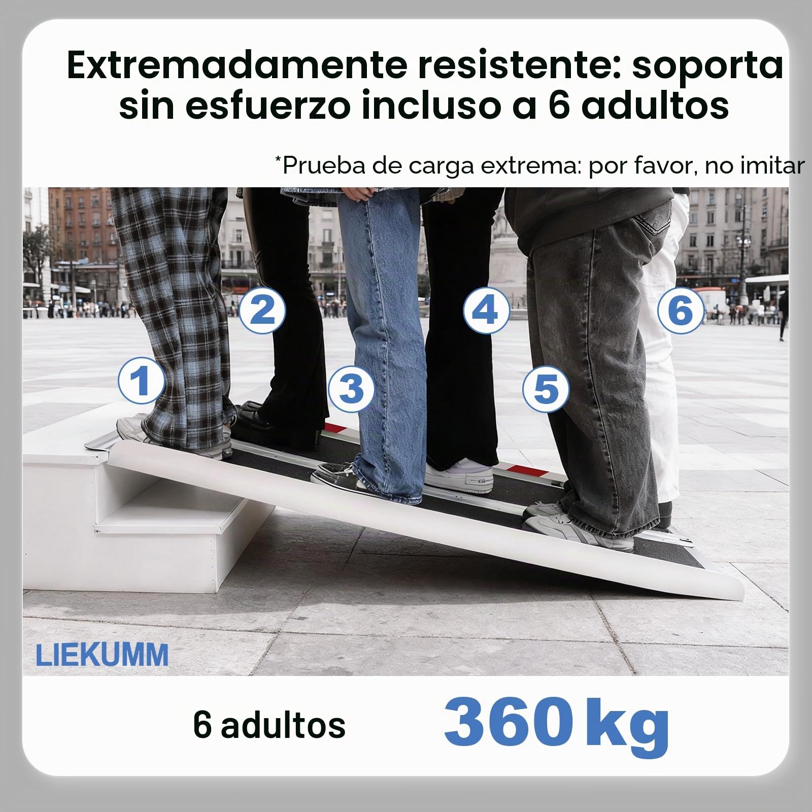 LIEKUMM Rampas para Silla de Ruedas 91 x 77 cm, Capacidad de Carga 300 kg, Rampa Plegable de Aluminio para Escaleras, Escalones y Bordillos, Rampa Escalon para Sillas de Ruedas Eléctricas y Manuales