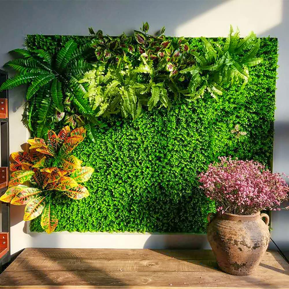 18 PCS Artificial Leaves Hedge Panels Hedge Wall Panels Artificial Grass Backdrop Wall 40 X 60cm 4cm Green Grass Wall for Decor Privacy Fence Indoor Outdoor Garden (Eucalyptus Light Green - Image 5