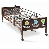 Vista 8 de Cama de hospital eléctrica completa con medios rieles incluidos, para uso en el cuidado del hogar e instalaciones médicas, totalmente ajustables