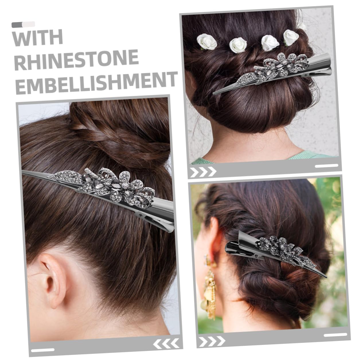FOMIYES 6 Piezas Clip De Cuerno De Cristal Pinzas De Cabello Pinzas Para El Cabello Para Peinar Decorativas Para El o De Las Mujeres o Brillante Decorar Metal Pedrería