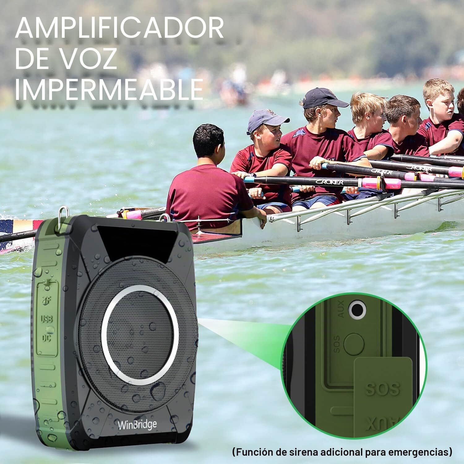 Amplificador de Voz Bluetooth 5.0 con Auriculares inalámbricos, micrófono Personal Impermeable, megáfono portátil de 20W de Potencia para Profesores, Exteriores e Interiores M801