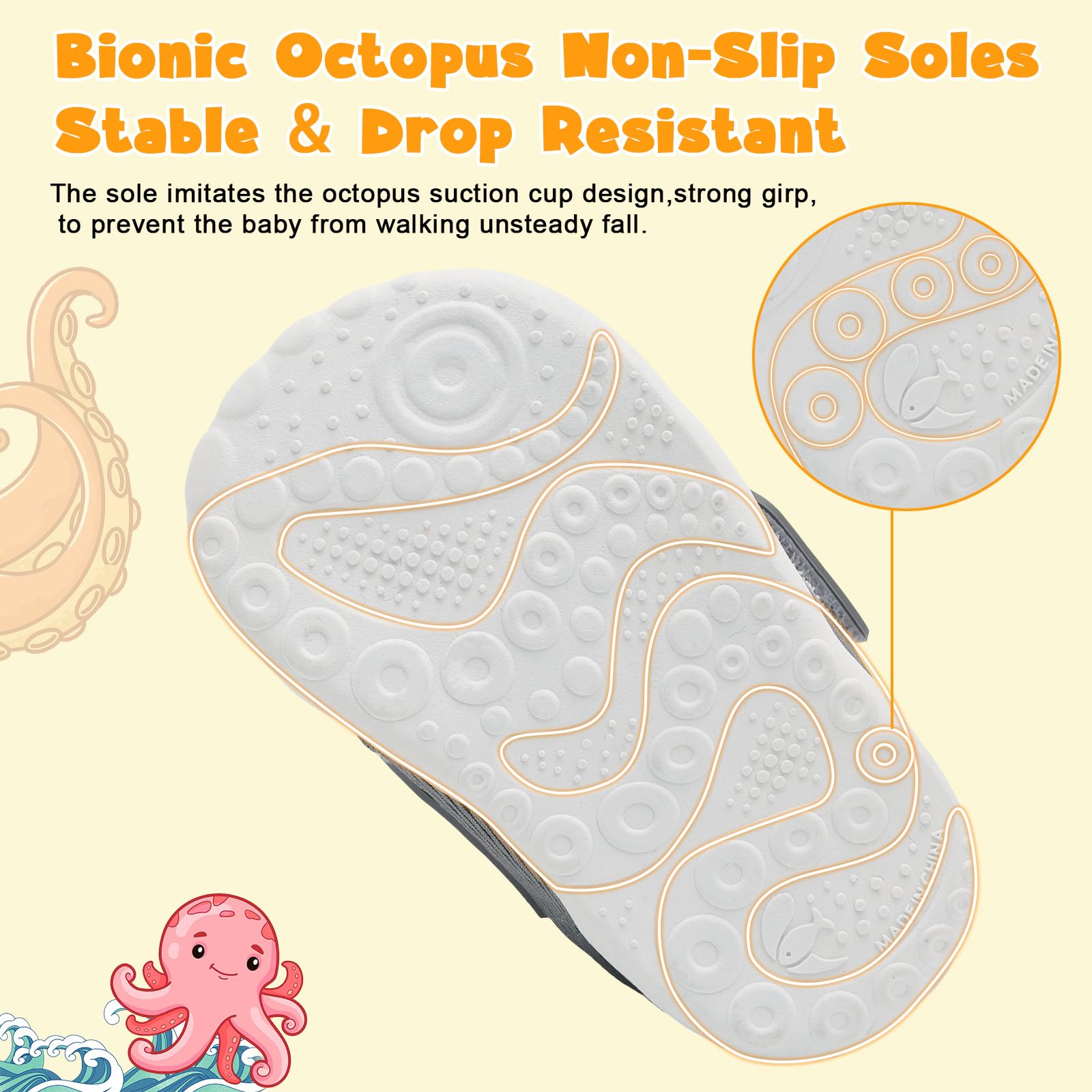 JOINFREE Baby Walking Wide Shoes Infant Boys Girls Breathable Barefoot Shoes Crib Tennis Shoes Lightweight Non-Slip Sneakers First Walkers — view 7