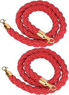 2 Pack Velvet Rope Bulk,W150 X D3.5cm / 59.1 X 1.38 Inches Velvet Stanchion Ropes with Gold Hooks, Crowd Control Barrier Safety Ropes for Wedding, Party, Movie Theaters, Grand Openings