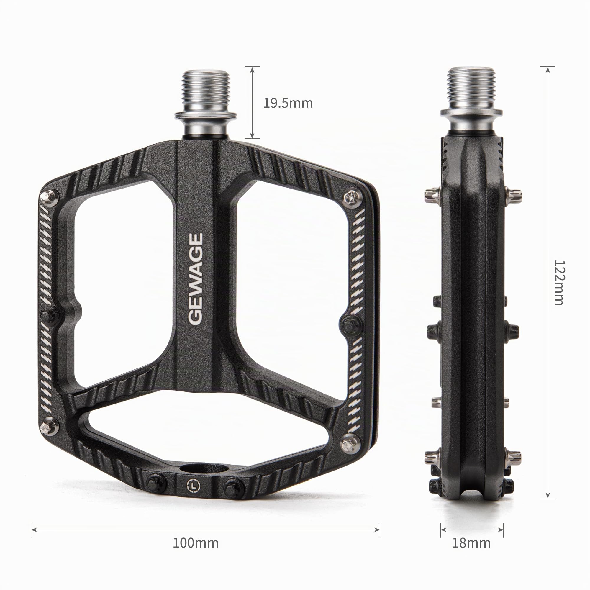 mtb pedale grau GEWAGE Fahrradpedale MTB, Flat aus Aluminiumdruckguss mit Cr-Mo Stahl Achse, 16austauschbare Pins, DU Bushing+Sealed Bearing, rutschfeste Pedale für MTB, Gravel, Trekking, BMX (Black) Sport & Freizeit green laser glasses Farbe:Sky Blue CANYON ENDURACE AL DISC