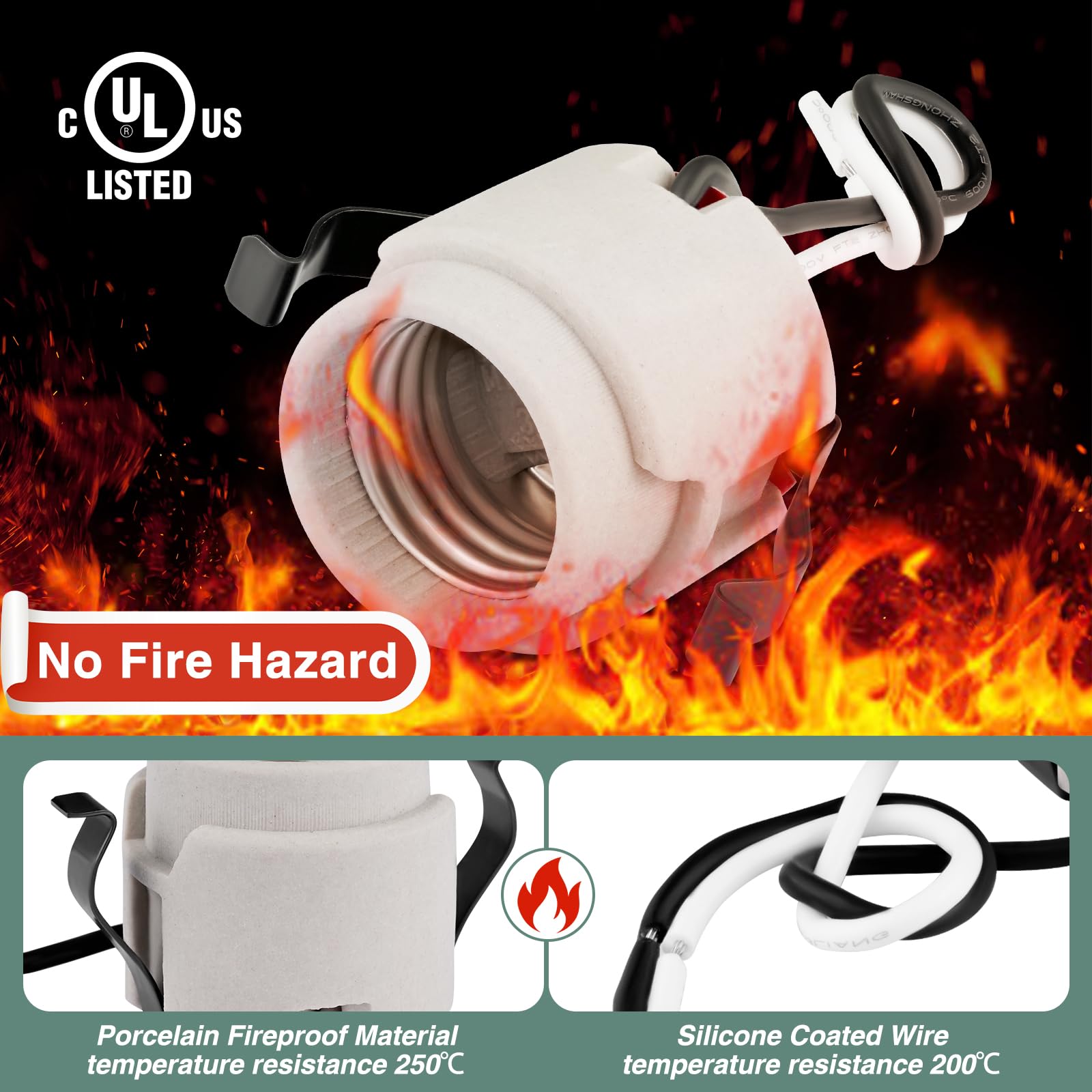 E26 Light Socket - Snap-in & UL Listed -3