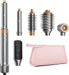 HITTIONA 6 IN 1 Chaud Air Styleur & Kit de brosses pour sèche-cheveux, 1500W Pas de dommages à la chaleur Styler de cheveux sans frisottis pour Curl, Wavy, Volumizer, Straighten, Séchage rapide, Négatif brosse de sécheur ionique avec sac de voyage