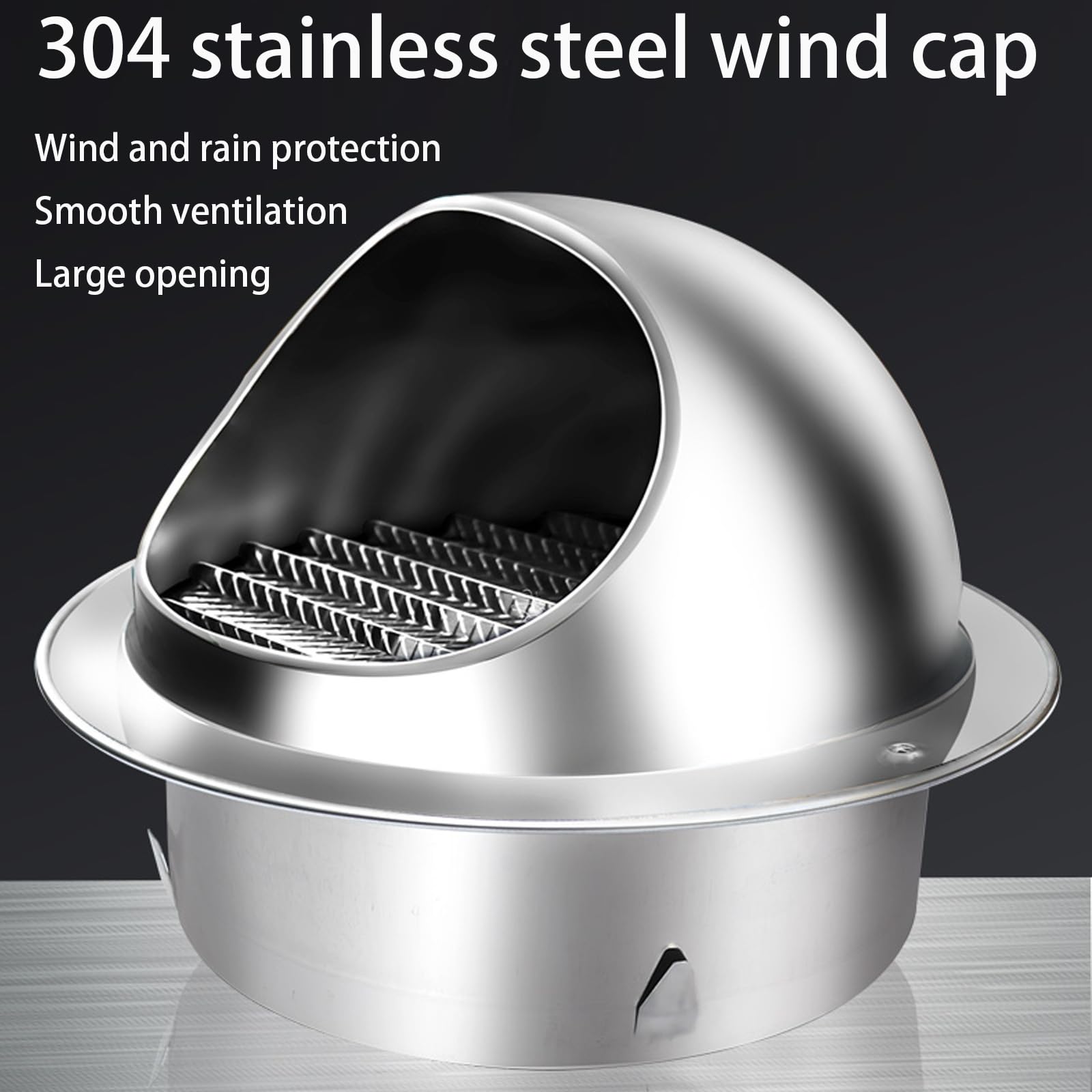 Cappa di ventilazione a parete rotonda in acciaio inox 304